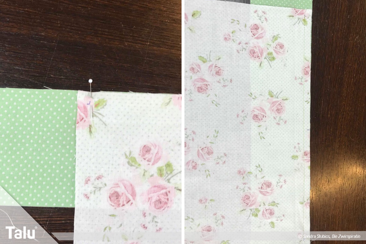 Tischdecke nähen mit Rand, Eckmarkierungen
