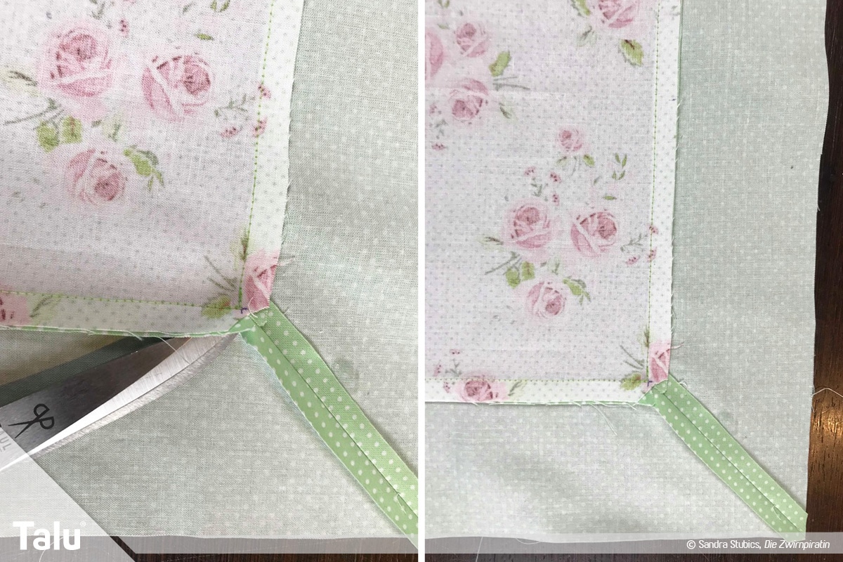 Tischdecke nähen mit Rand, Tischdecke auf die linke Seite drehen