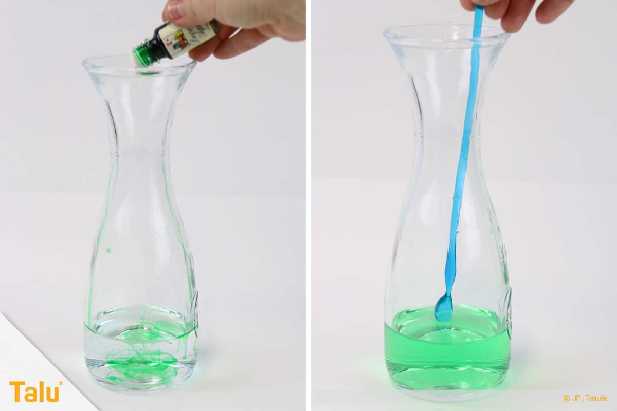 Lavalampe selber machen, Wasser farbig einfärben