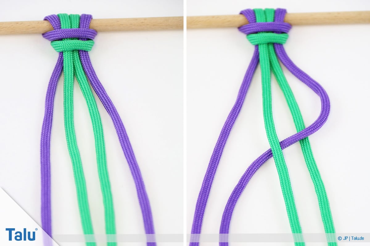 Paracord knoten, Fischgrätenknoten Beginn