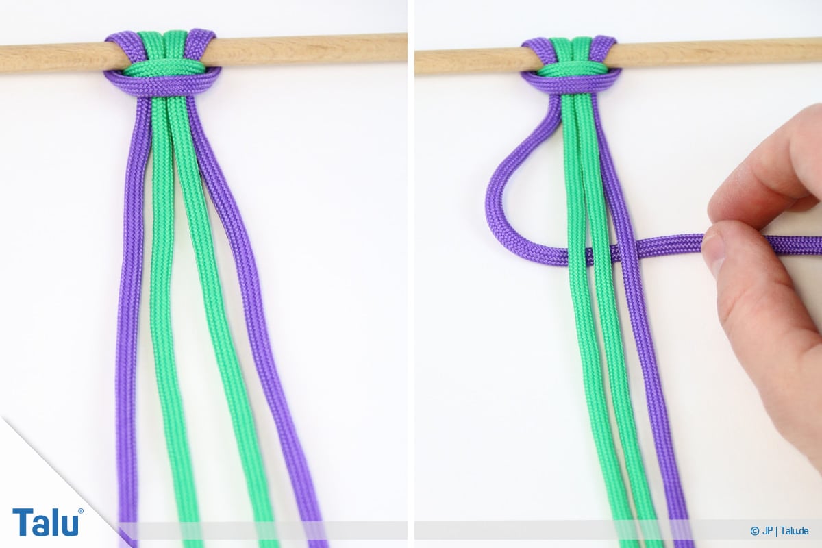 Paracord knoten, Schlangenknoten Beginn