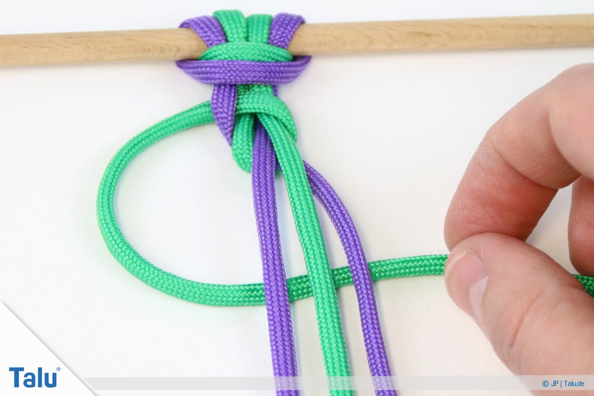 Paracord knoten, Schlangenknoten weitere Schritte