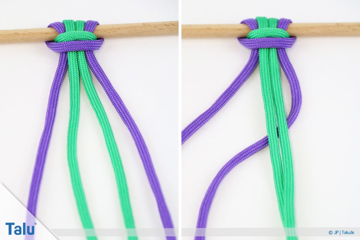 Paracord knoten, Weberknoten Beginn