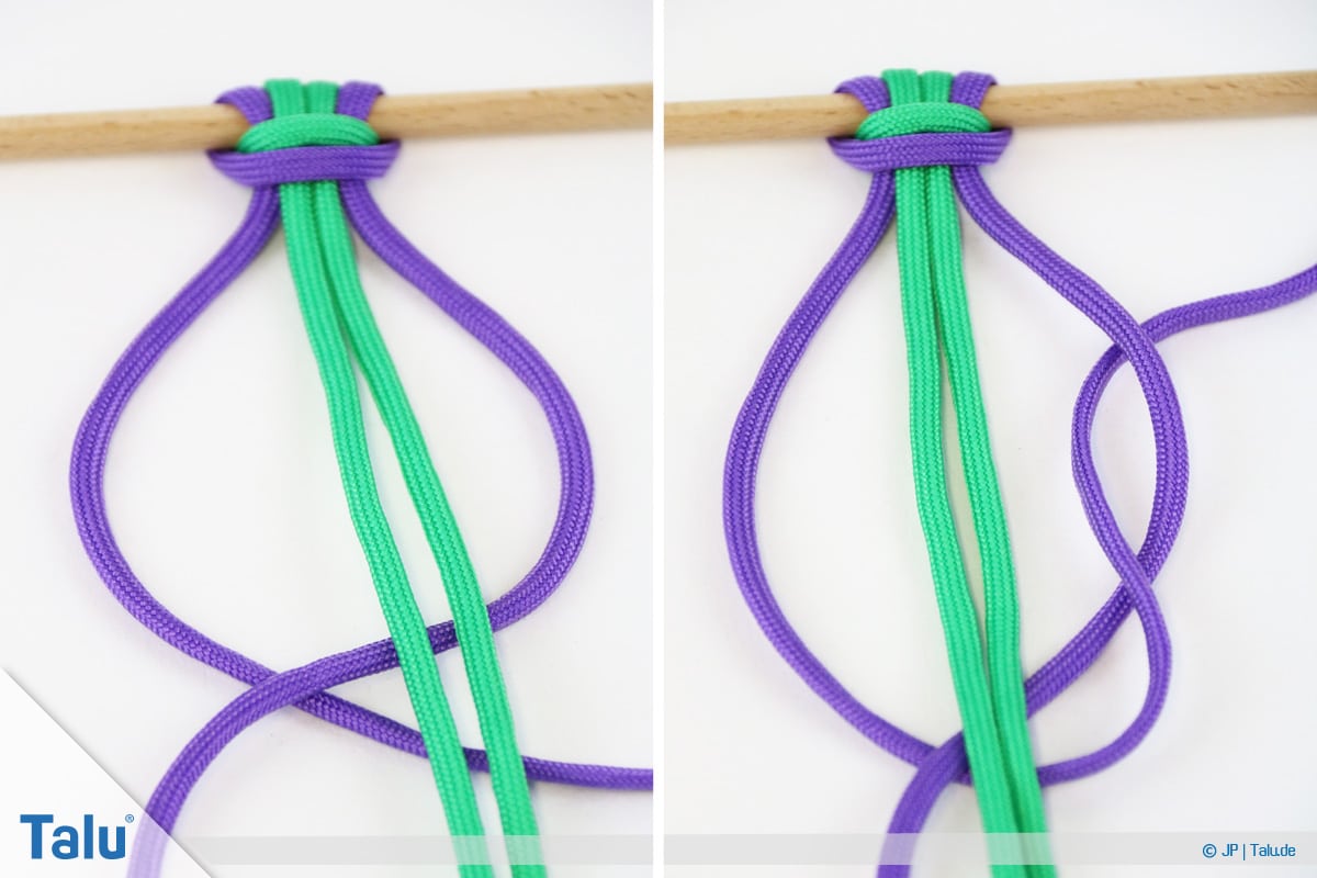 Paracord knoten, Weberknoten erste Schritte