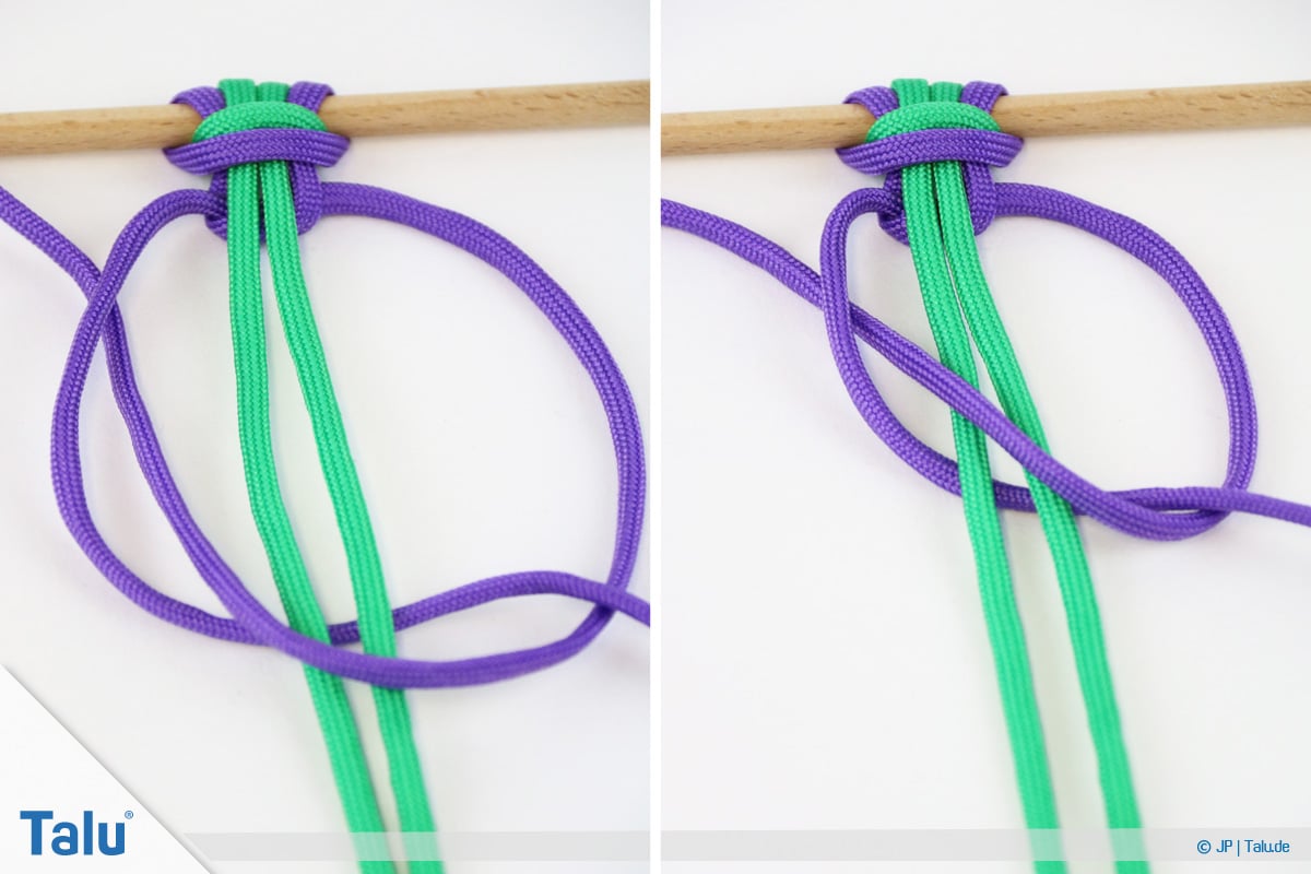Paracord knoten, Weberknoten weitere Schritte