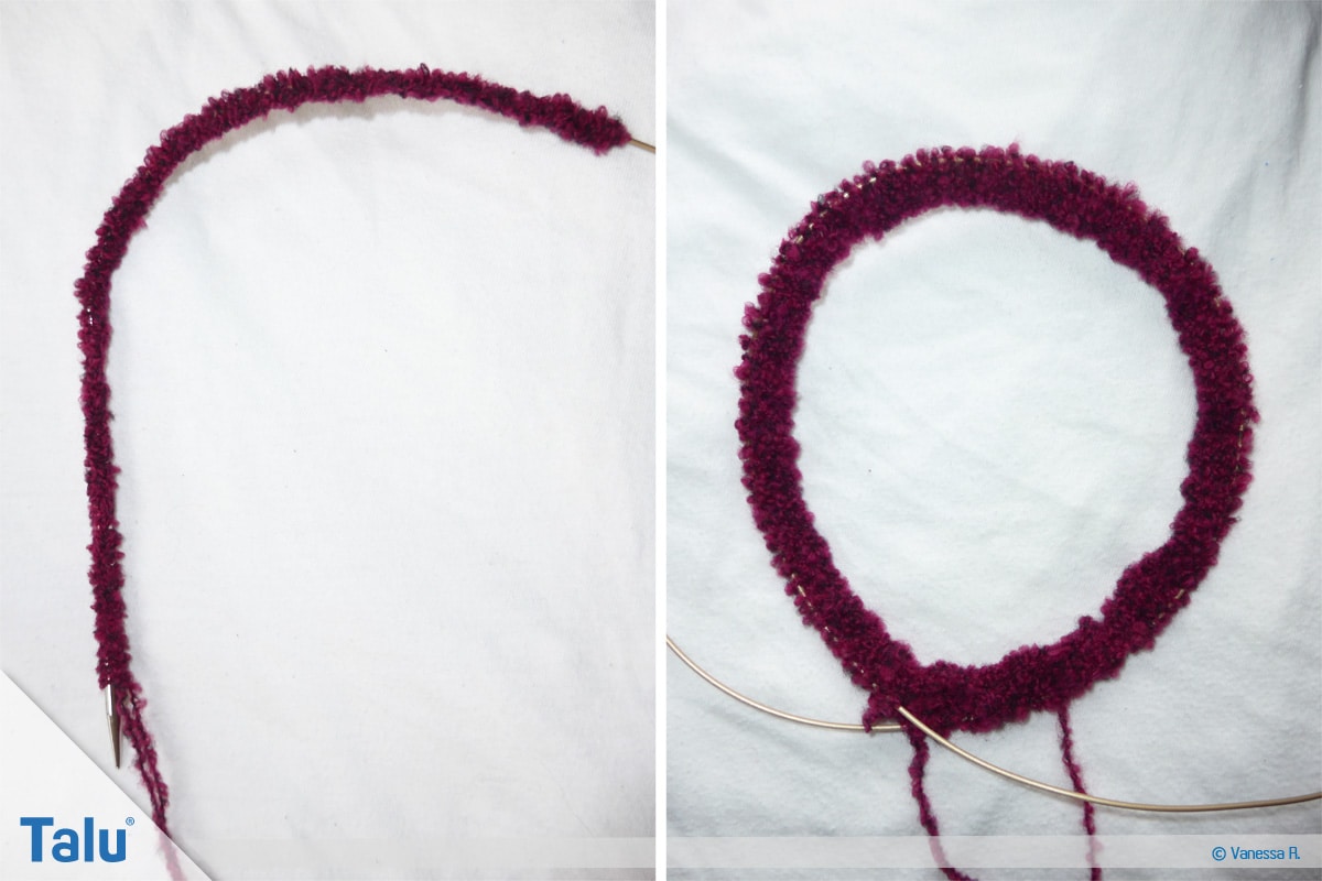 Rundschal stricken, Maschenanschlag