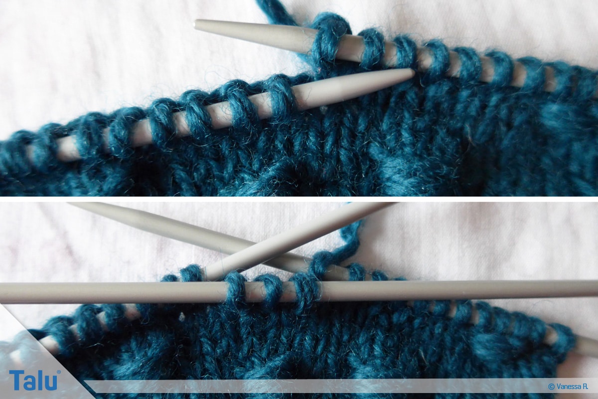 Rundschal stricken, Noppenmuster Schritt für Schritt stricken