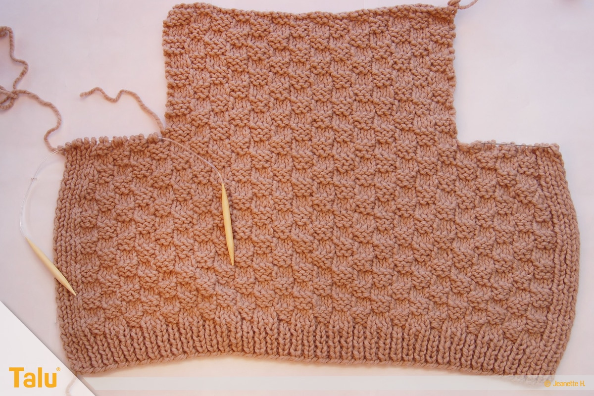 Strickjacke stricken, Rückenteil abgekettet