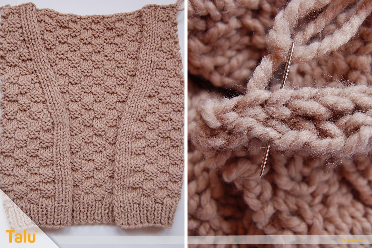 Strickjacke stricken, Teile zusammennähen