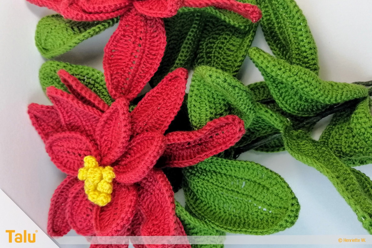 Weihnachtsstern häkeln, Weihnachtssterne als Tischdekoration