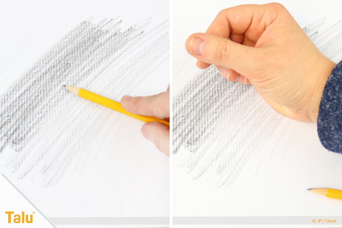 Zeichnen lernen für Anfänger, Blatt schwärzen und Graphit verwischen