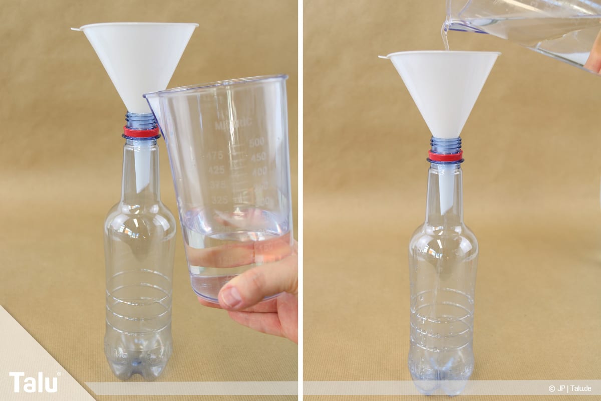 Essbaren Kleber selber machen, CMC-Kleber, Wasser in Flasche füllen