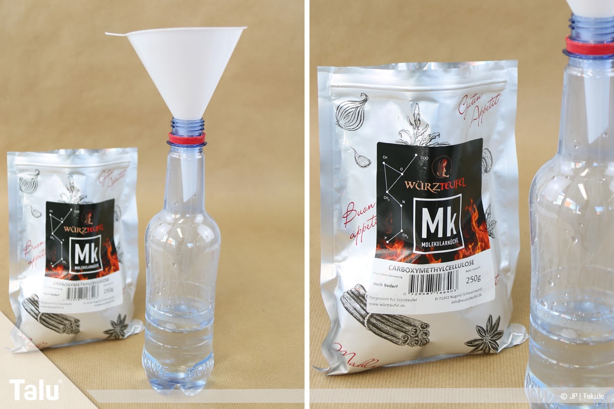 Essbaren Kleber selber machen, CMC-Kleber, Trichter ansetzen