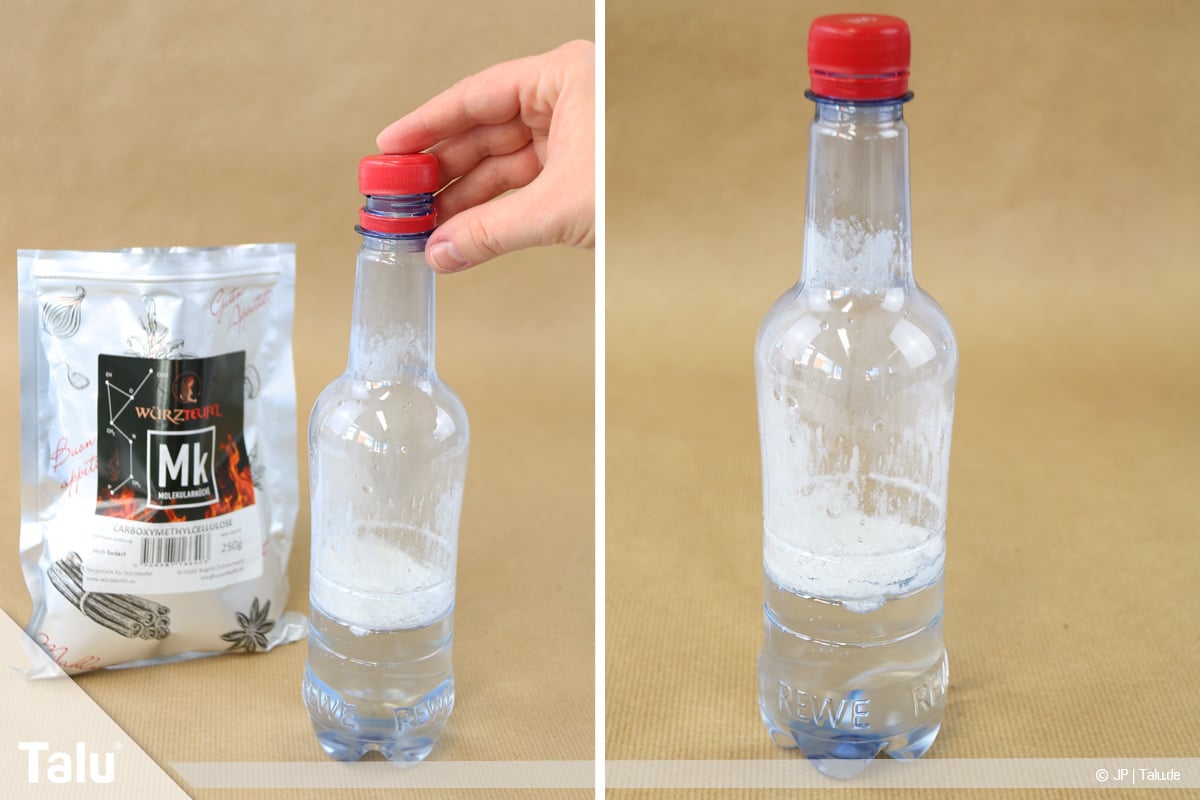 Essbaren Kleber selber machen, CMC-Kleber, Flasche verschließen