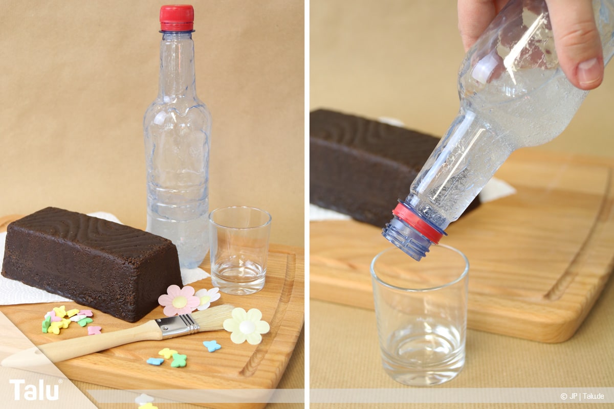 Essbaren Kleber selber machen, CMC-Kleber, Flasche mit Kleber öffnen