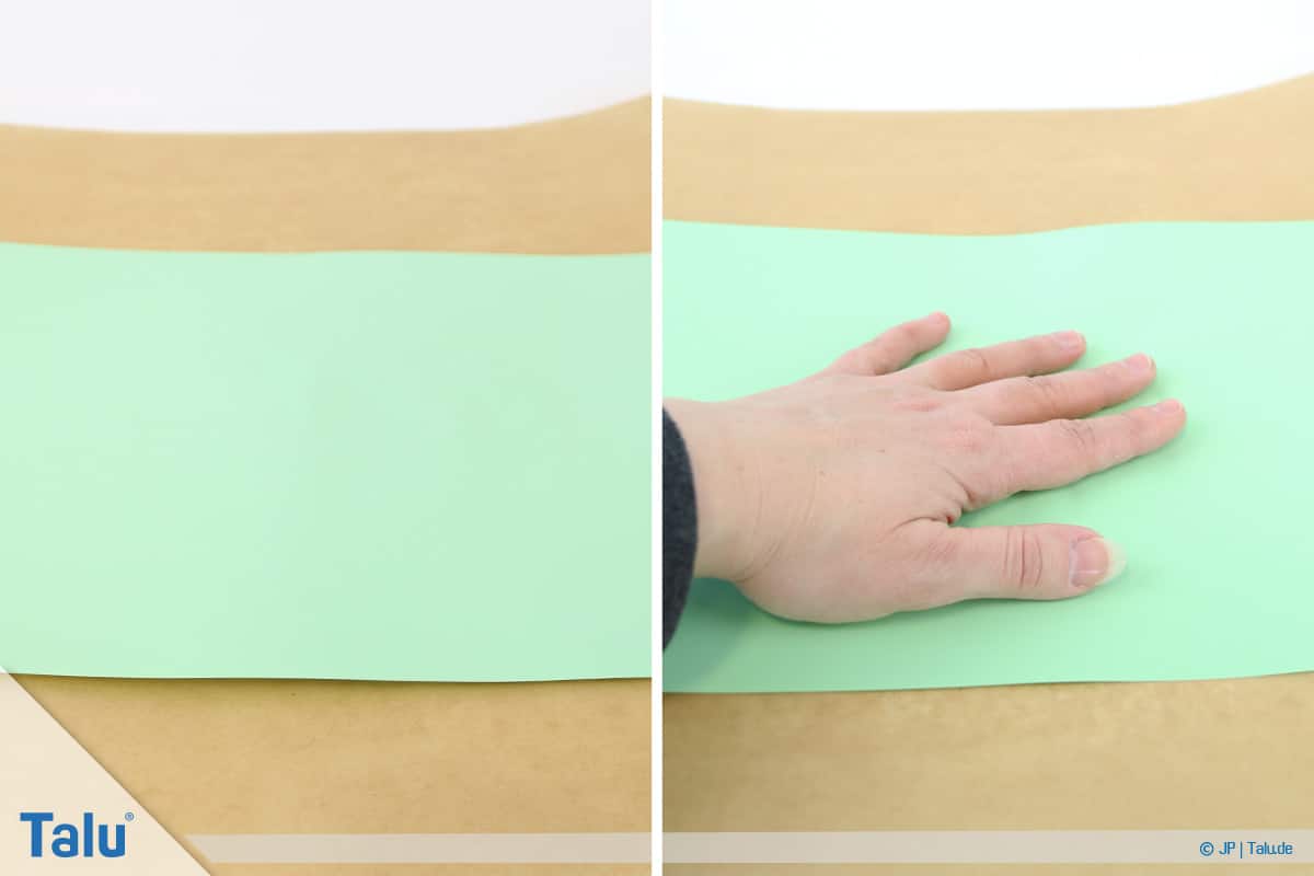 Malen mit Rasierschaum, Papier auf Schaum, Papier leicht andrücken