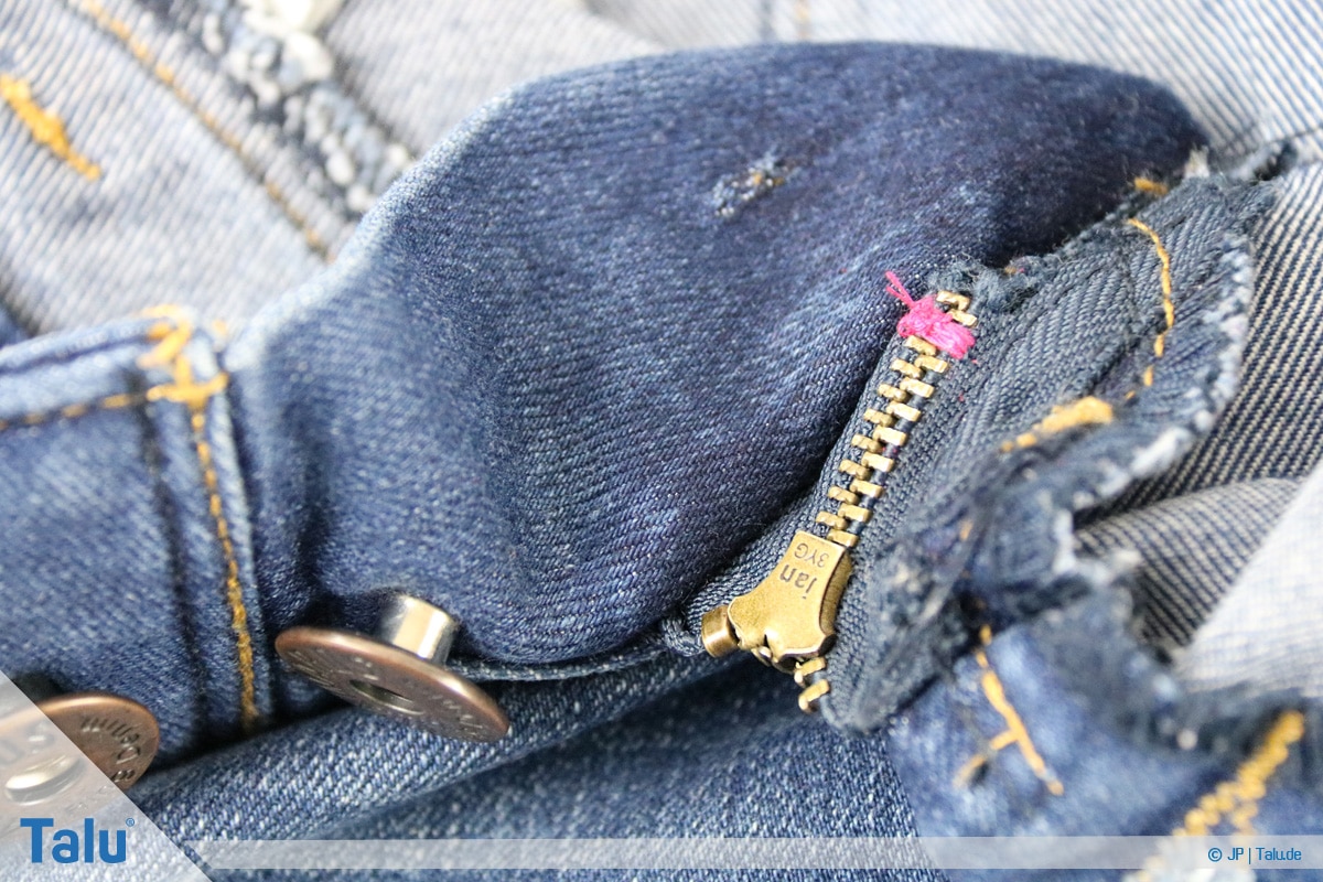 Reißverschluss-Zipper einfädeln, Anleitung, genähte Naht Rückansicht