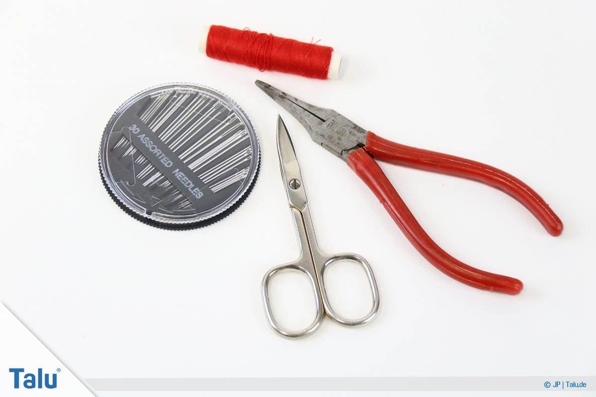 Reißverschluss-Zipper wieder einfädeln, Material und Werkzeug