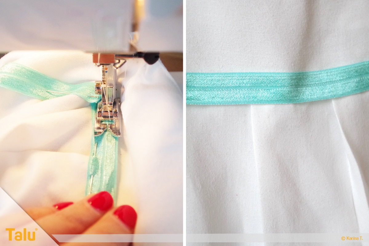 Taufkleid nähen, letzte Nähte mit der Nähmaschine nähen