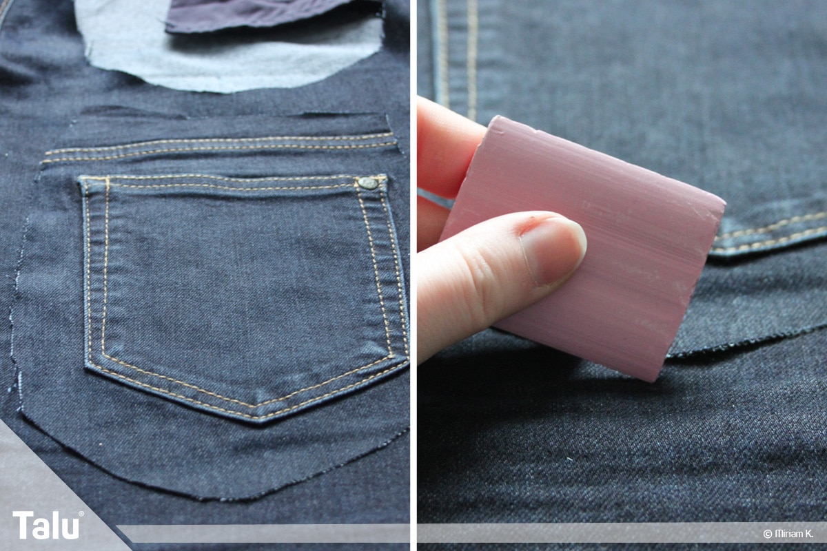 Upcycling Jeans, Handytasche nähen und Hosentaschen herausschneiden