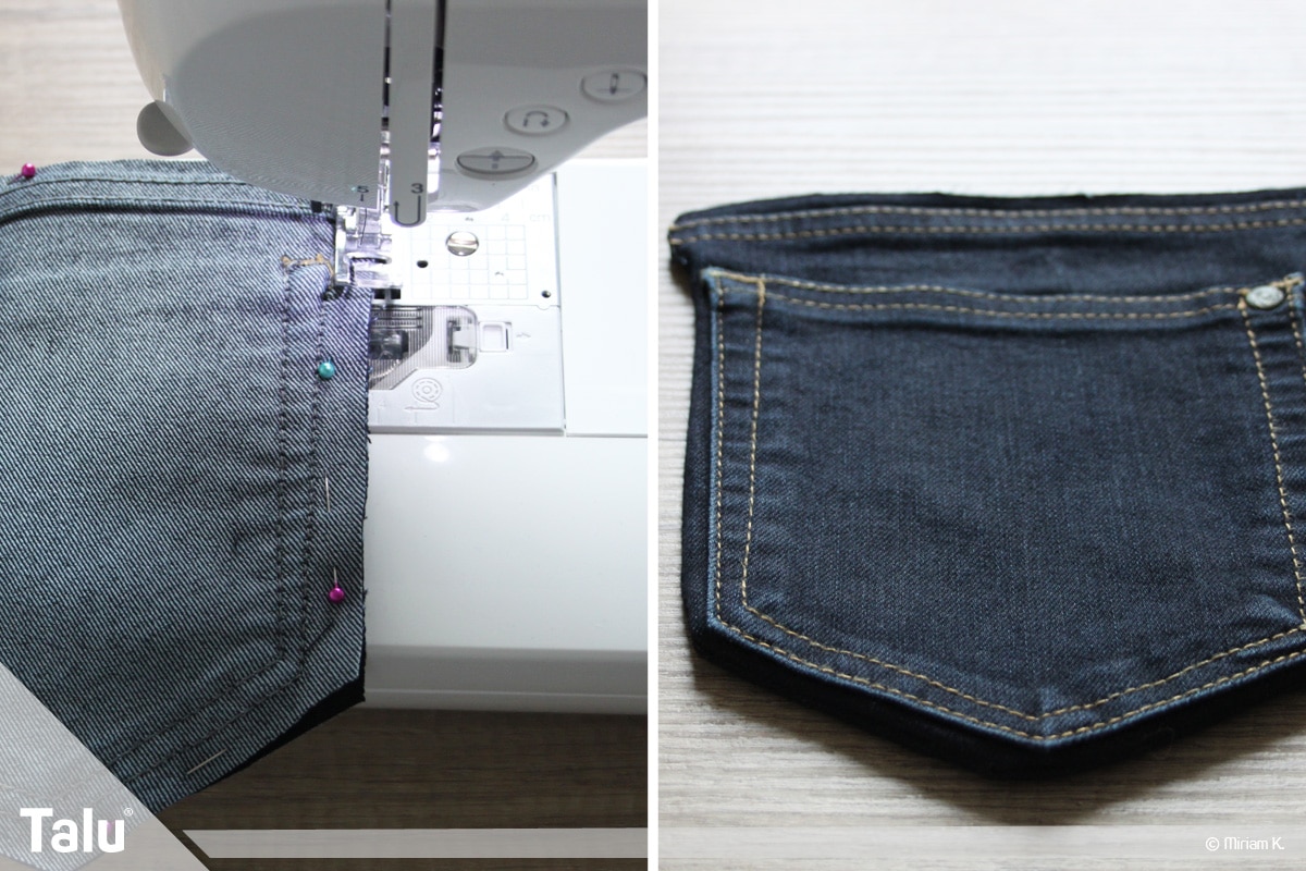 Upcycling Jeans, Handytasche nähen, weitere Schritte