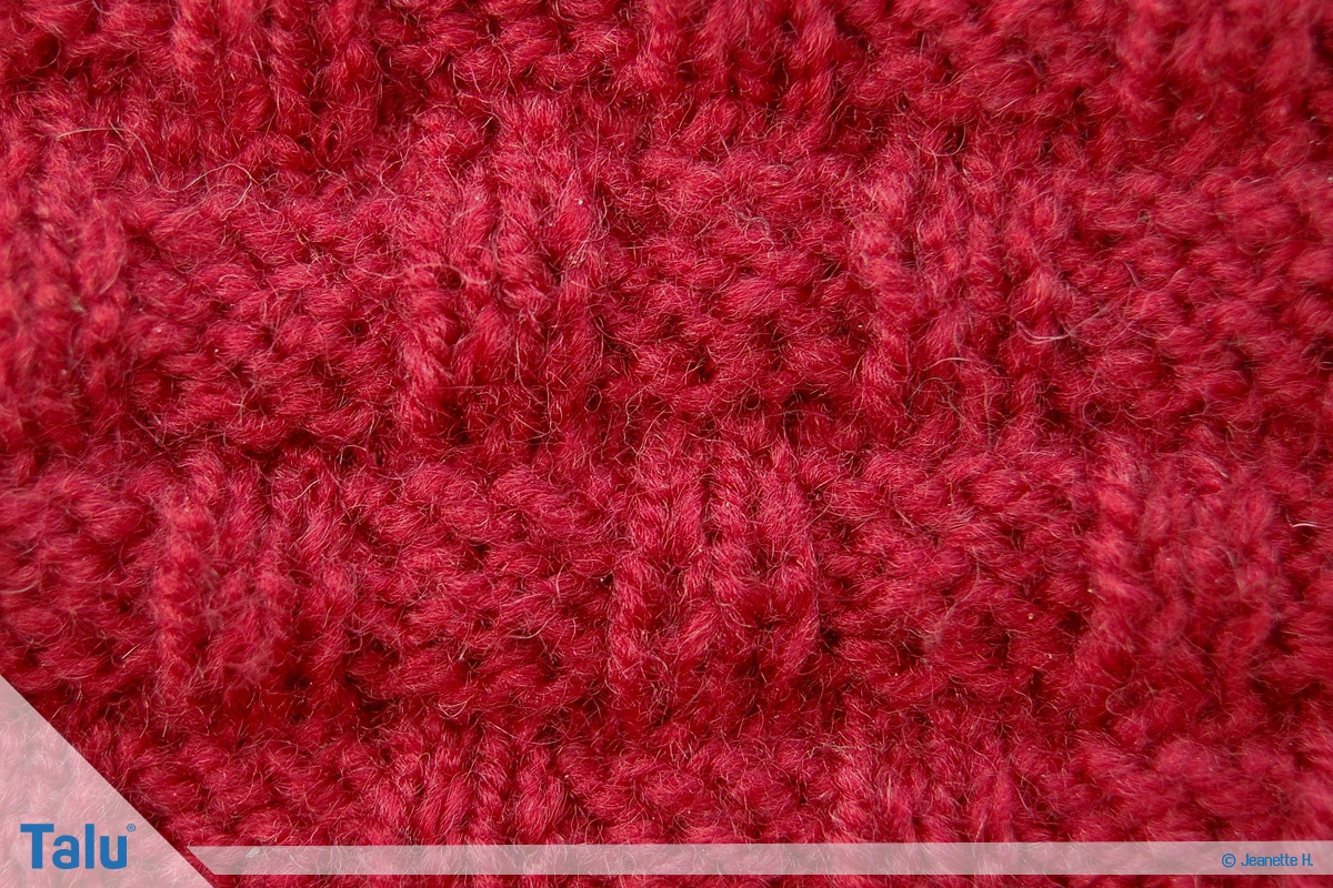 Welche Wolle für Babydecke, Flechtmuster fertig gestrickt