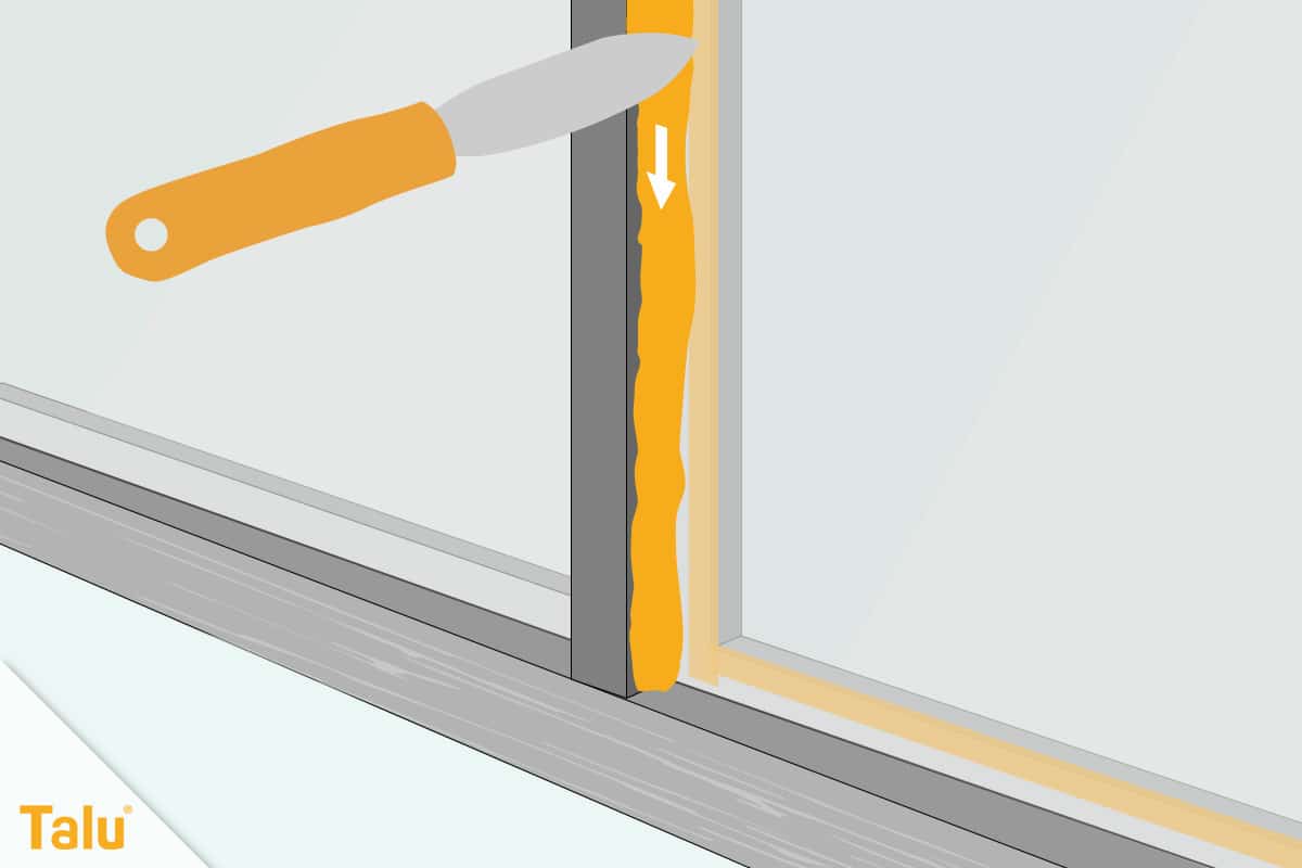 Fensterrahmen abdichten, Fensterkitt aufbringen