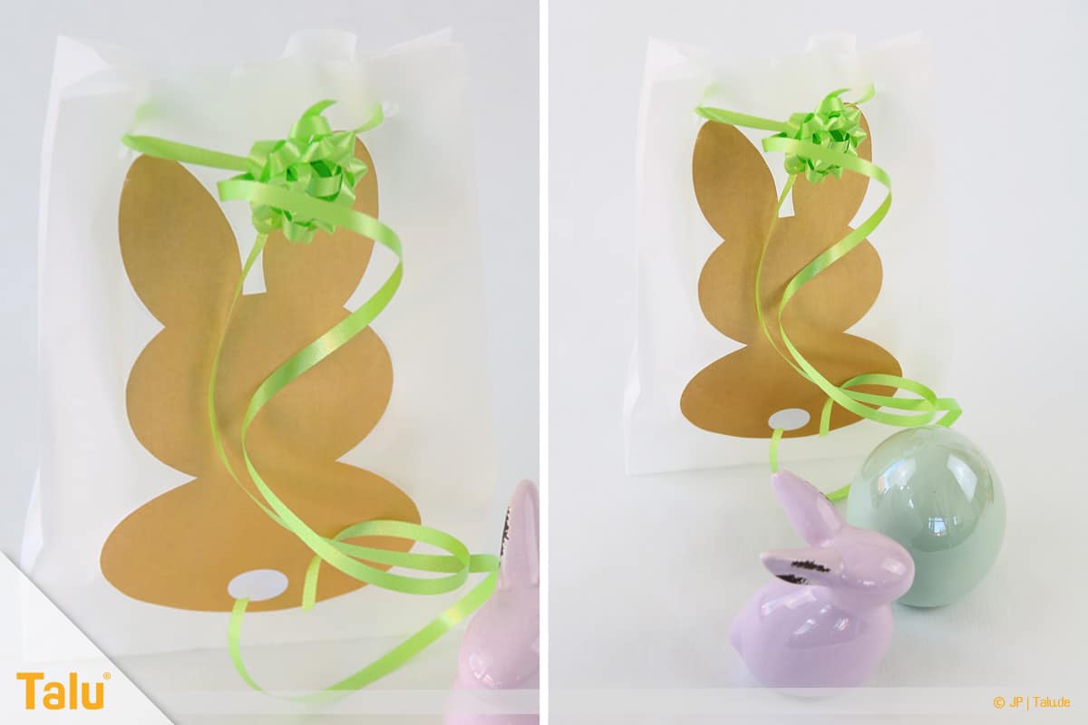 Oster basteln, Geschenktasche aus Butterbrottüte, fertige Ostertüte