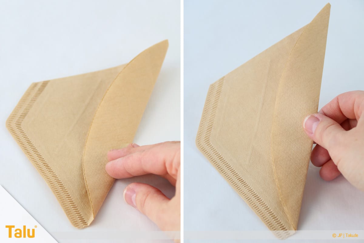 Oster basteln, Osterhase aus Filtertüte, Kaffeefilter falten