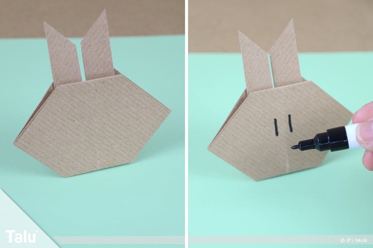 Osterhase basteln, Variante Hasengesicht, Hasengesicht aufmalen