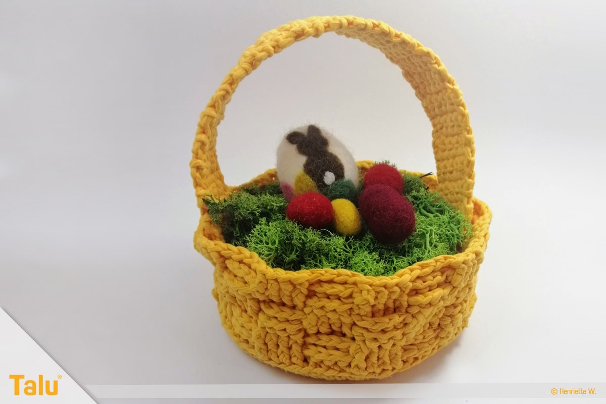 Osterkörbchen häkeln, Korb einfarbig, fertig gehäkelt