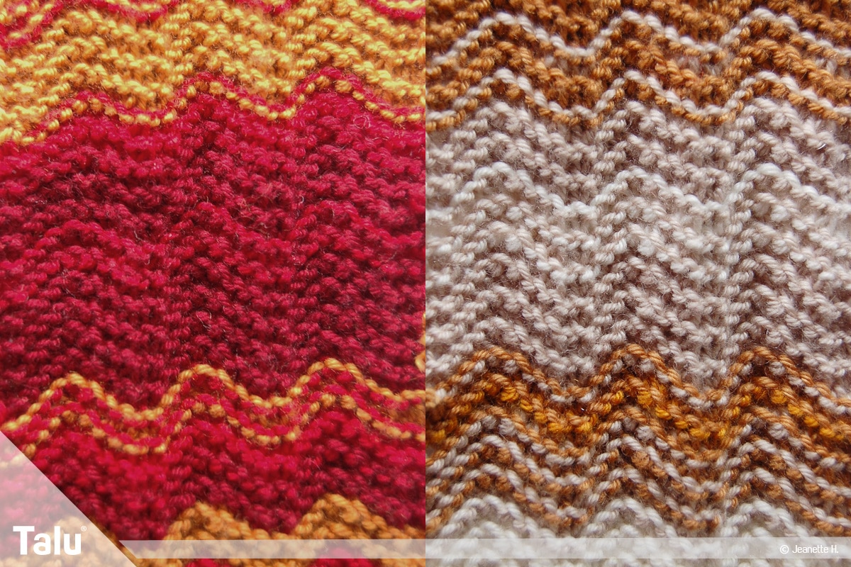 Wetterdecke stricken, kostenlose Strickanleitung Jahresdecke, Farbvariationen einer Wetterdecke