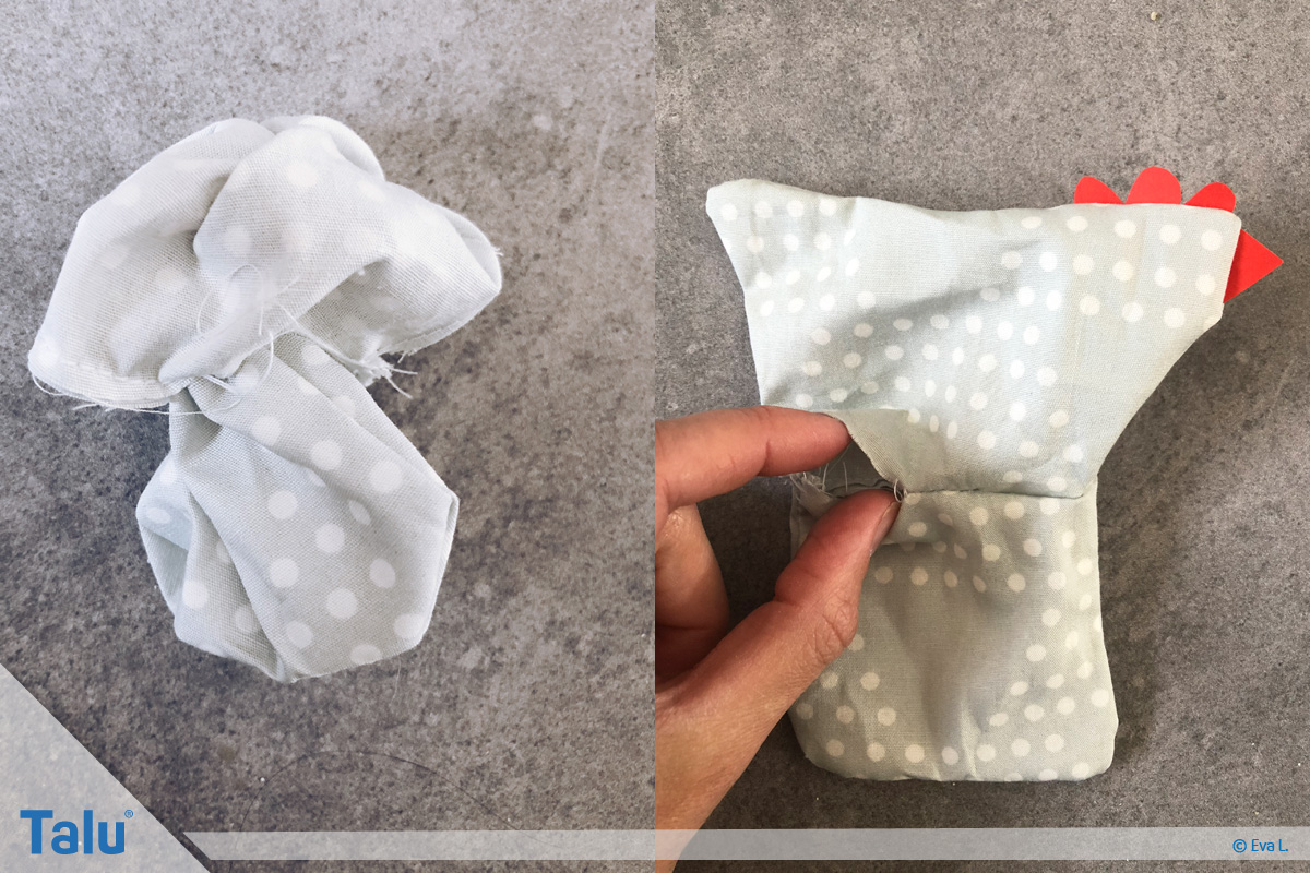 Eierwärmer nähen, fertiger Hühnchen-Eierwärmer