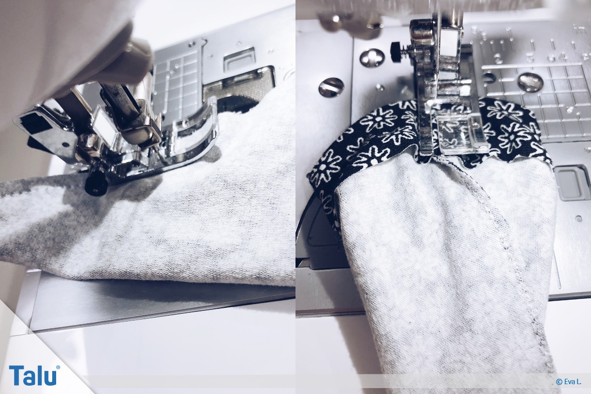 Eierwärmer nähen, Jerseystoff mit der Nähmaschine nähen