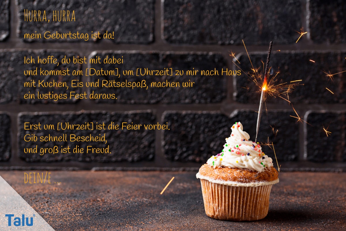 Einladungstext für Kindergeburtstag, Text-Variante 4