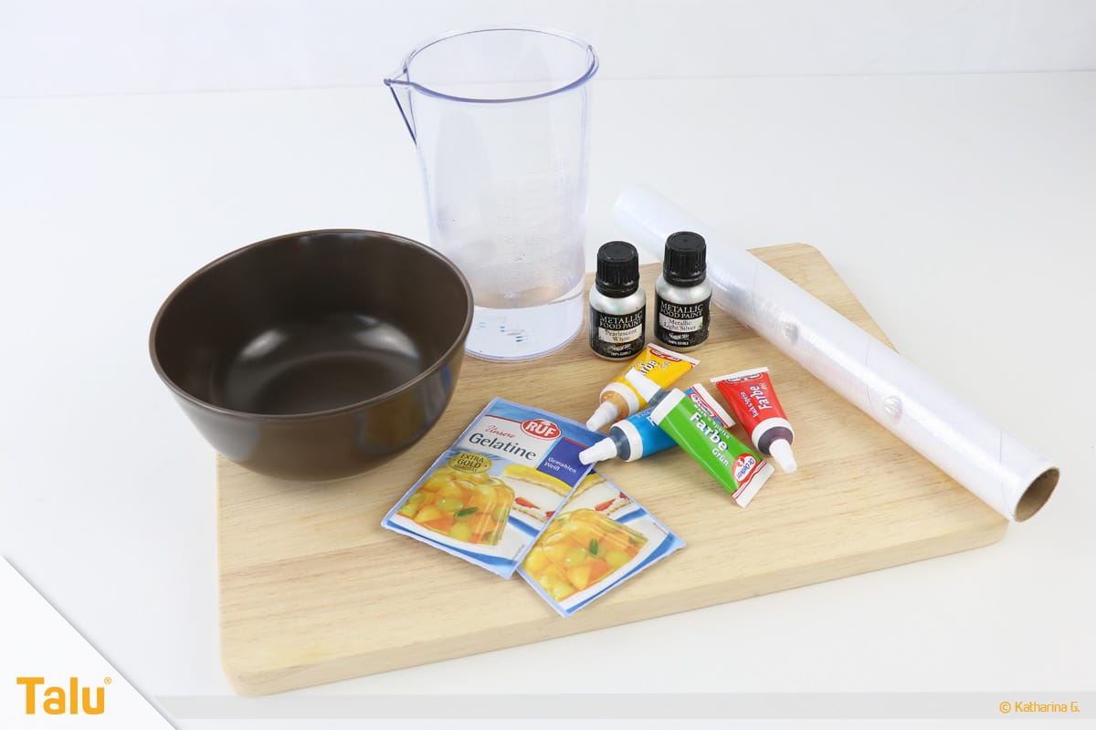 Essbarer Glitzer, Glitzerpulver, Variante mit Gelatine, Material