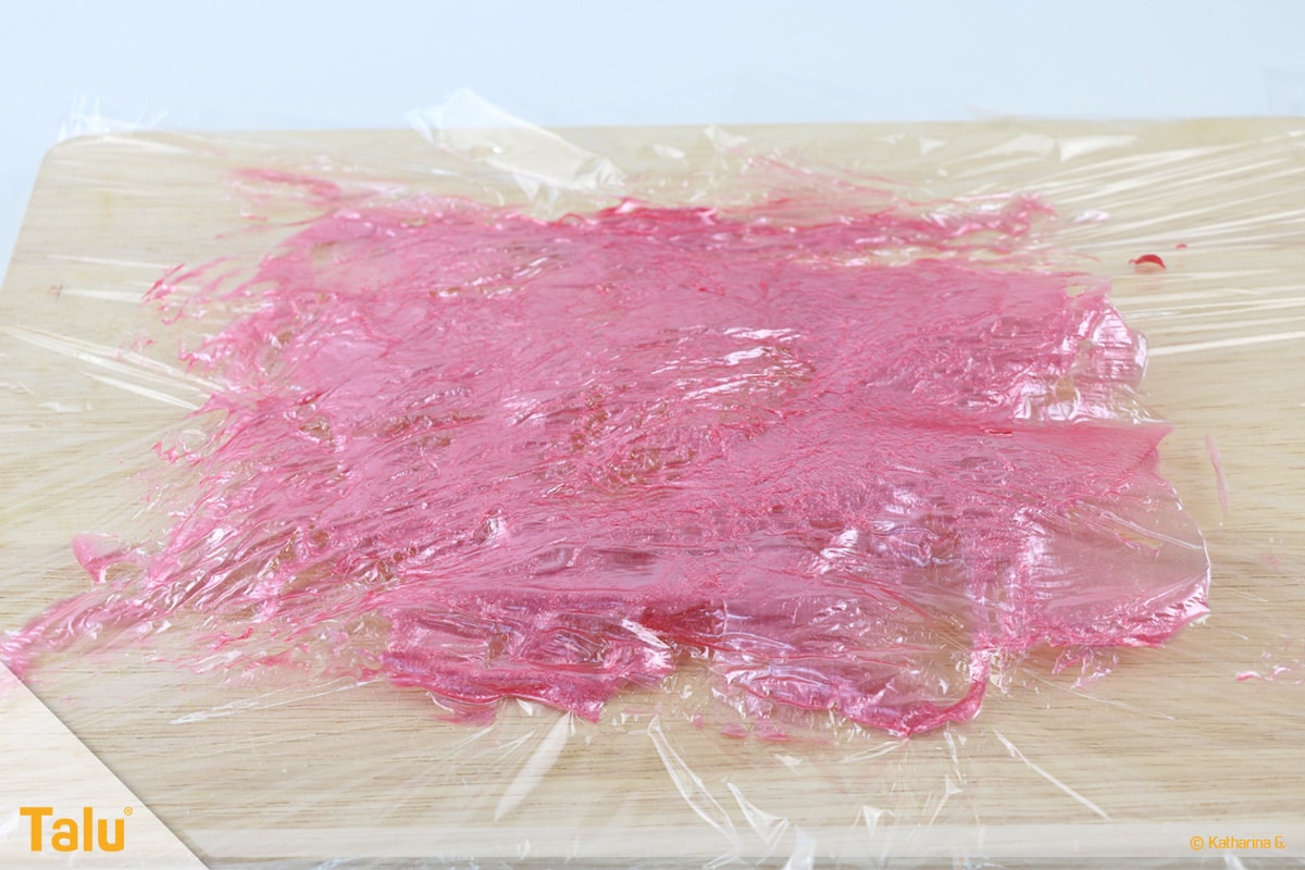 Essbarer Glitzer, Glitzerpulver, Variante mit Gelatine, Gelatine-Mischung trocknen lassen