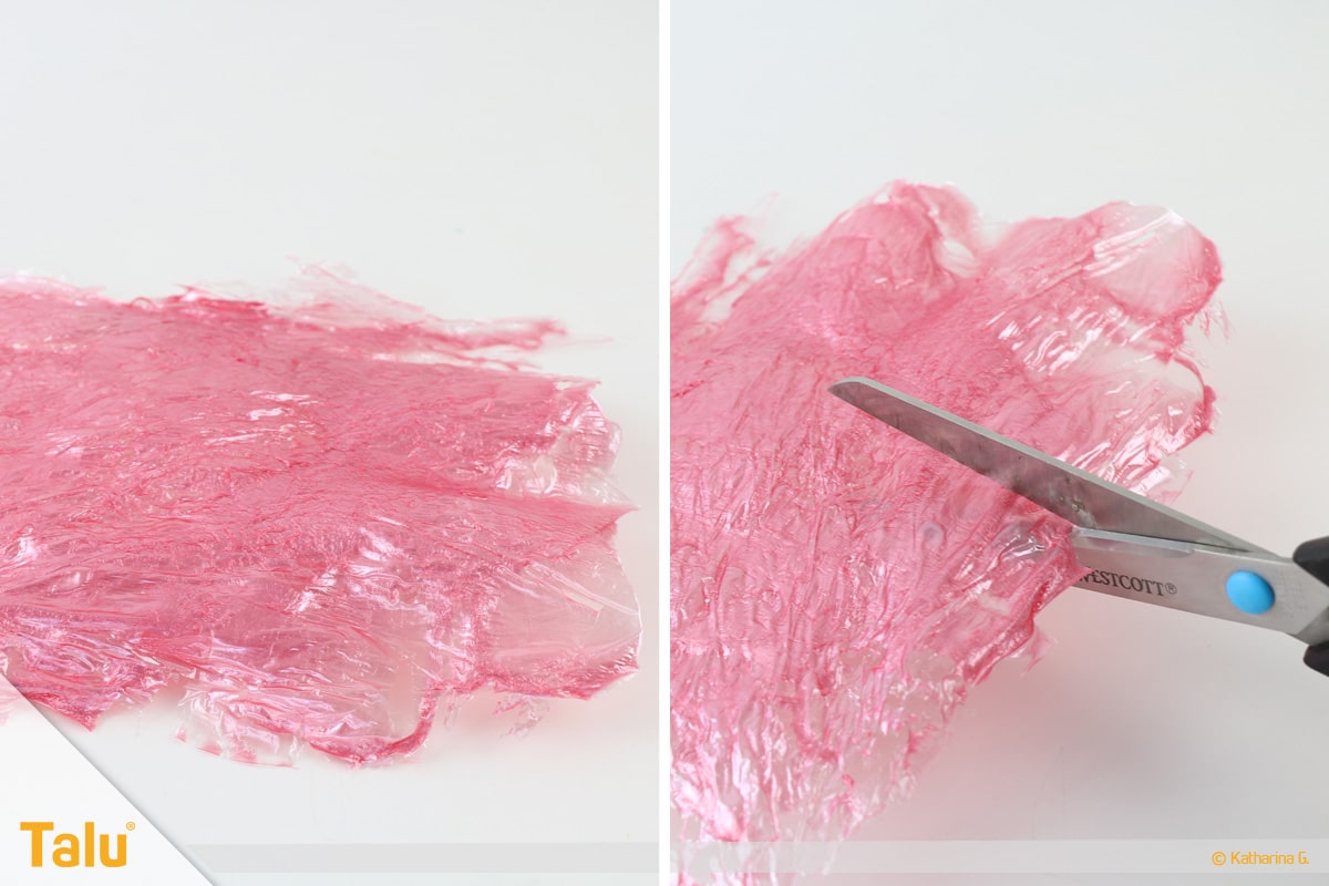 Essbarer Glitzer, Glitzerpulver, Variante mit Gelatine, Glitzer zerschneiden