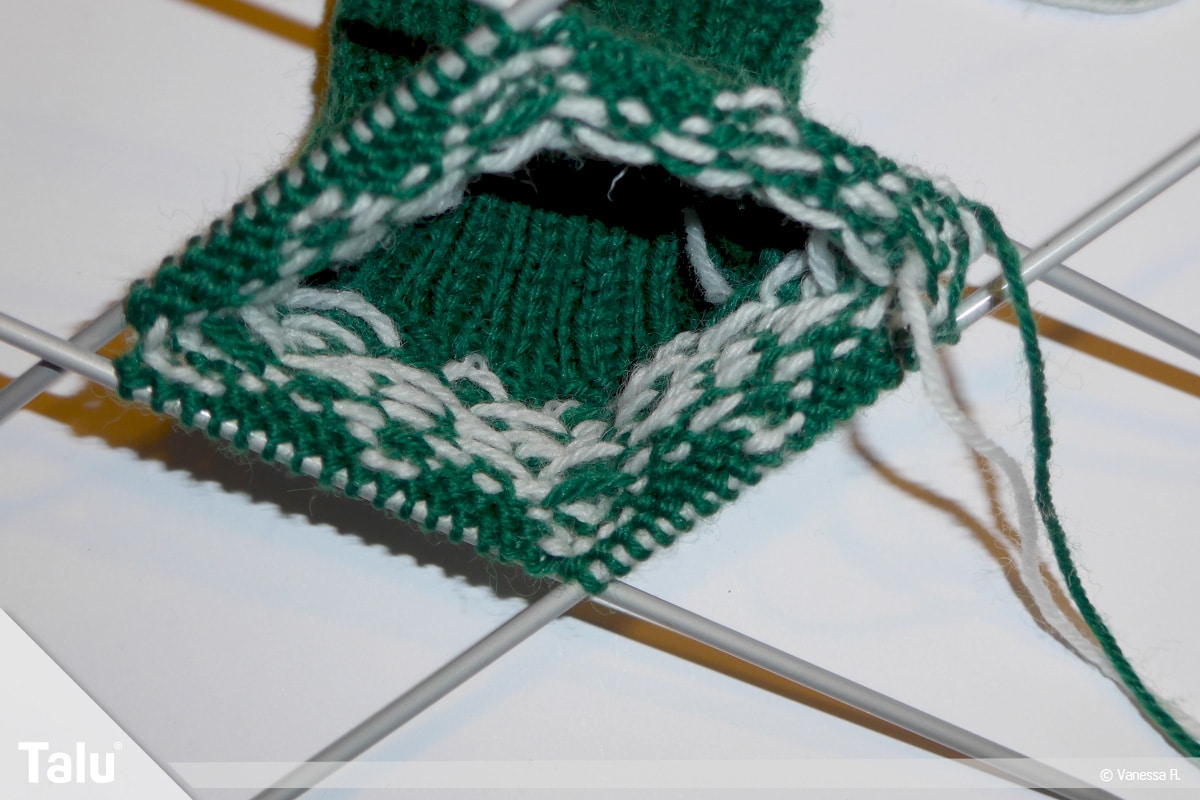 Gestrickte Socken, Norwegermuster, Nadelspiel Socken-Innenseite