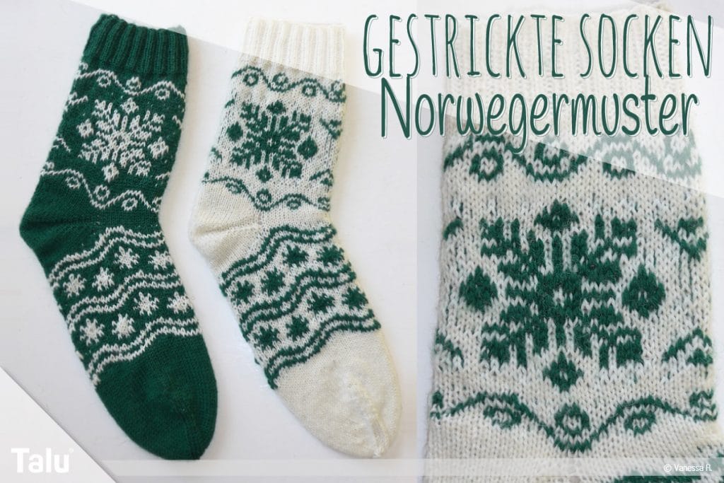 Gestrickte Socken, Norwegermuster stricken, kostenlose Strickanleitung