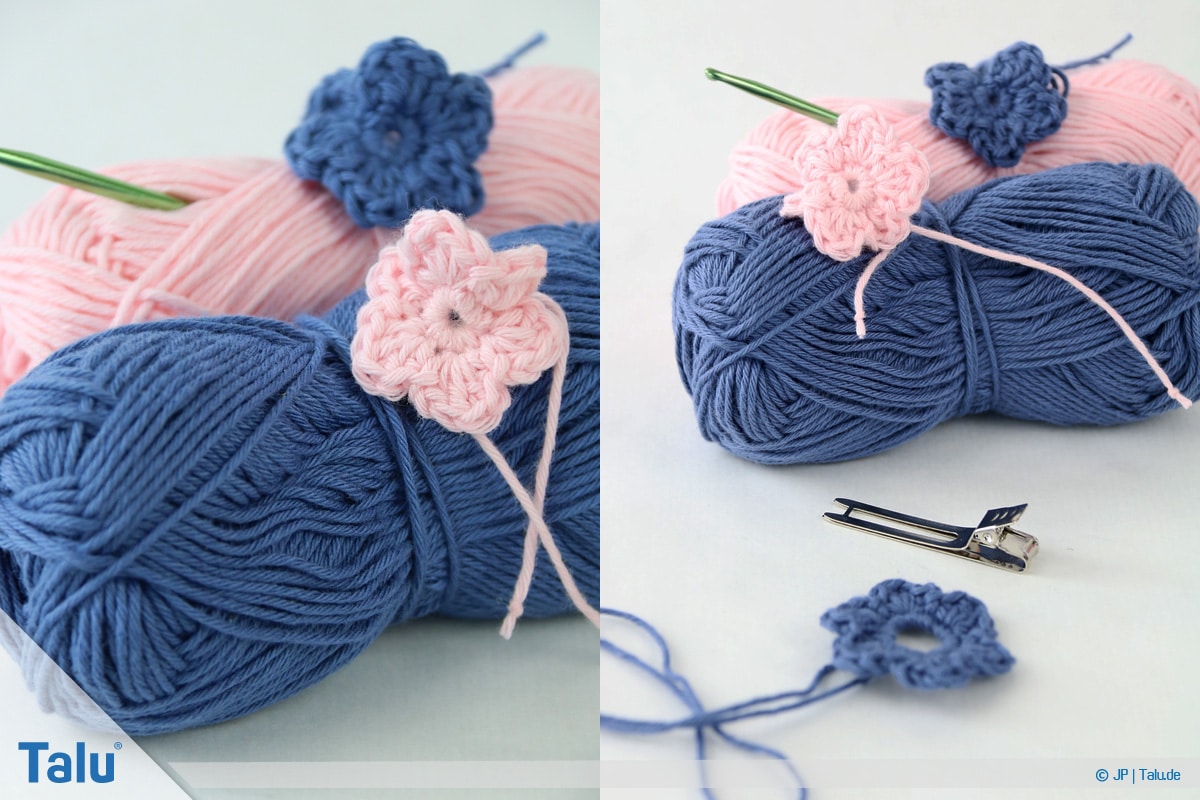Haarspangen selber machen, Blüten-Spange, Material für Häkelblumen