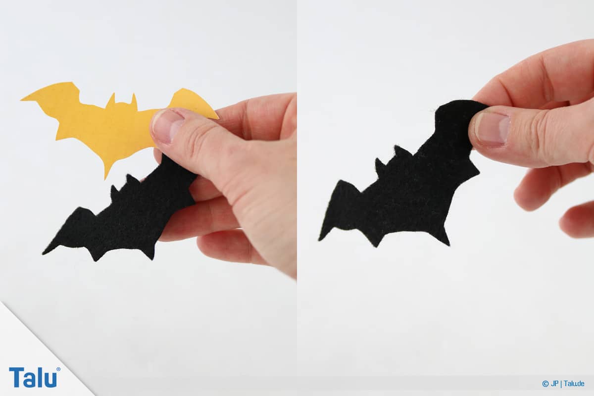 Haarspangen selber machen, Fledermaus-Spange, ausgeschnittene Fledermaus-Form