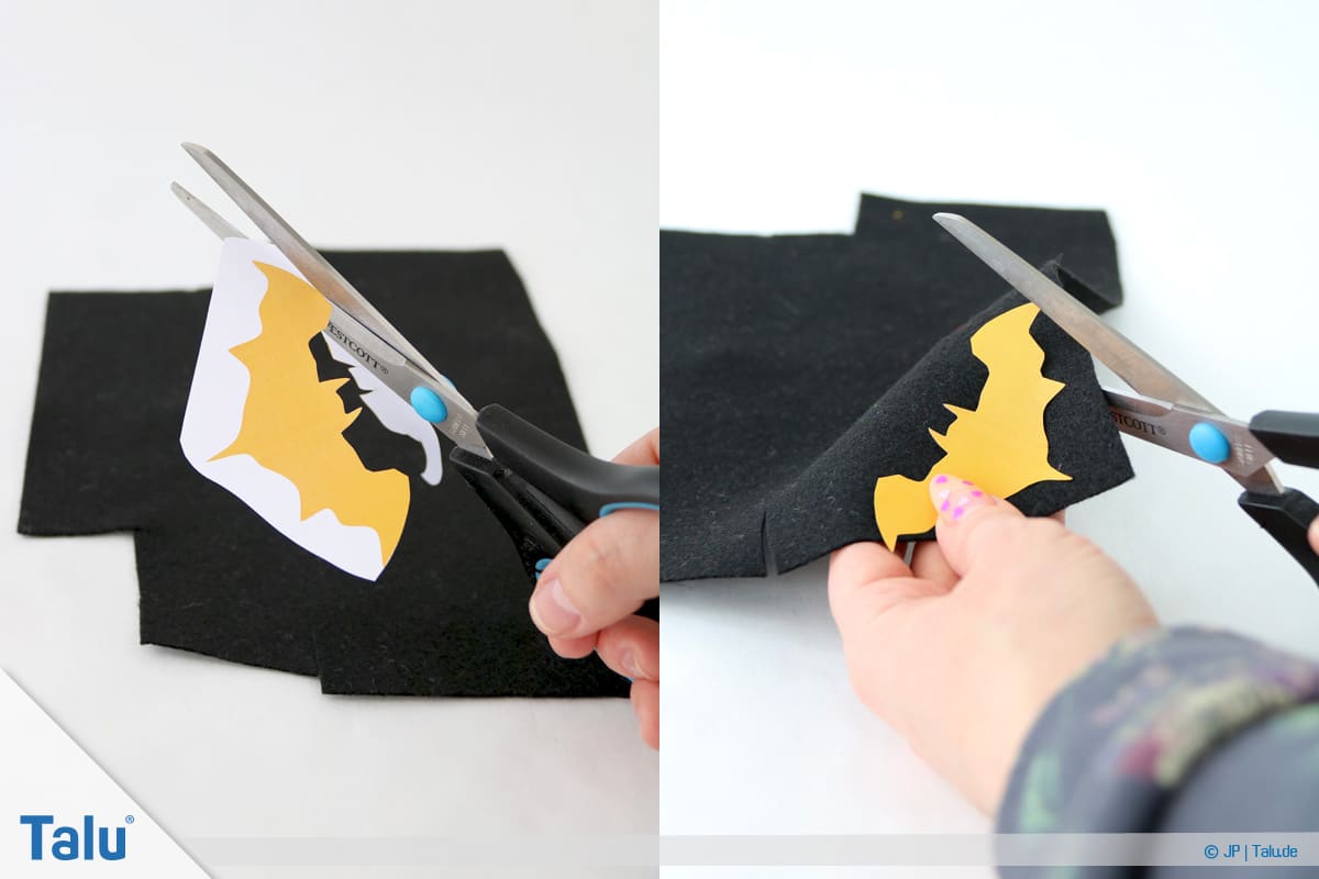 Haarspangen selber machen, Fledermaus-Spange, Fledermaus-Form ausschneiden