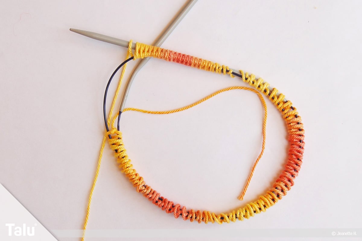 Möbiusschal stricken, Anschlag aller Maschen