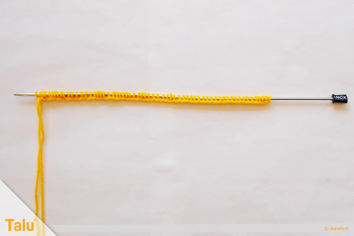 Wollreste verstricken, Blume stricken, Maschenanschlag