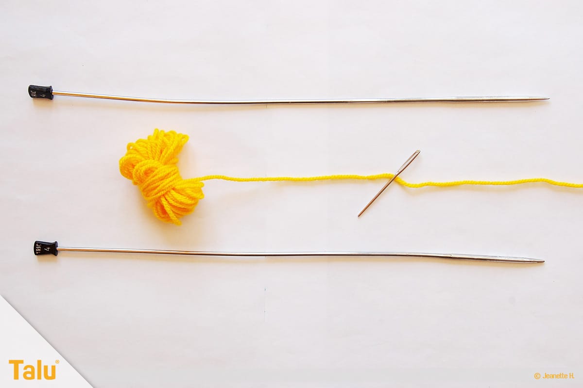 Wollreste verstricken, Blume stricken, Material