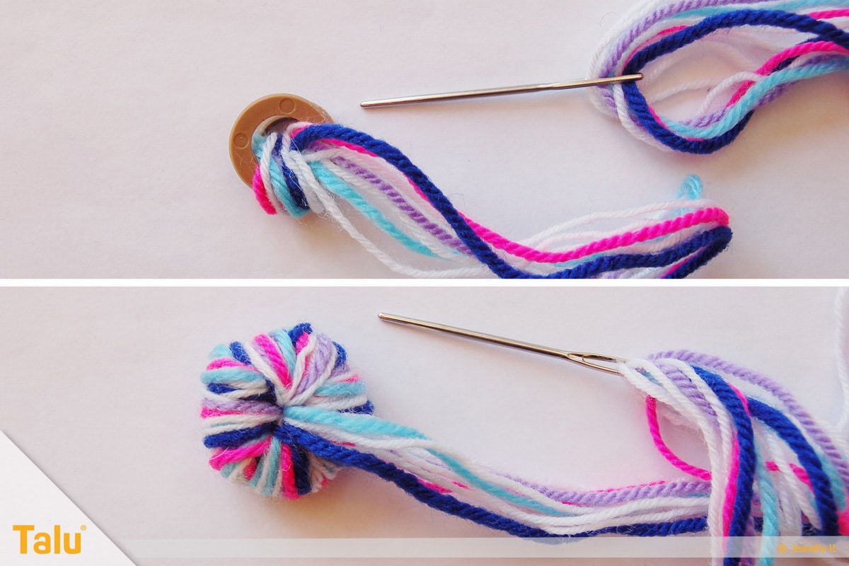 Wollreste verstricken, Mützchen stricken, Pompon wickeln