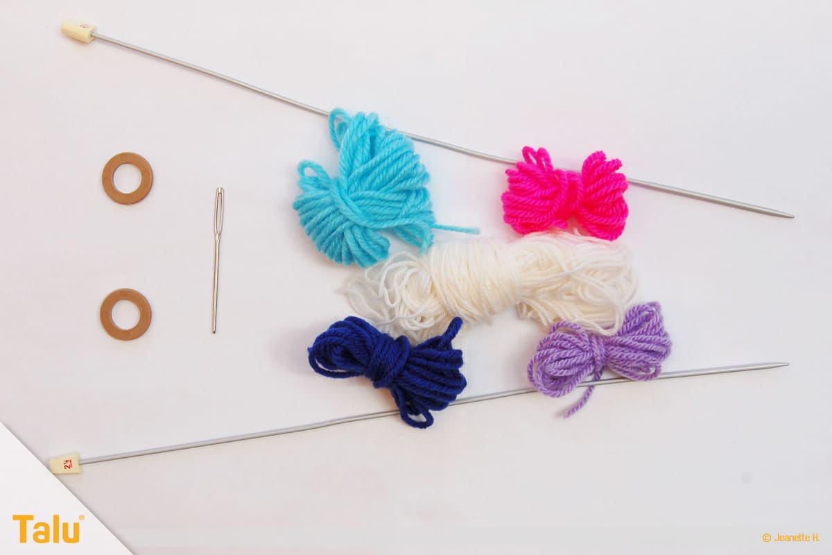 Wollreste verstricken, Mützchen stricken, Material