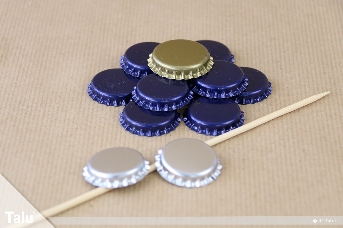 Basteln mit Kronkorken, Variante Blume, Material