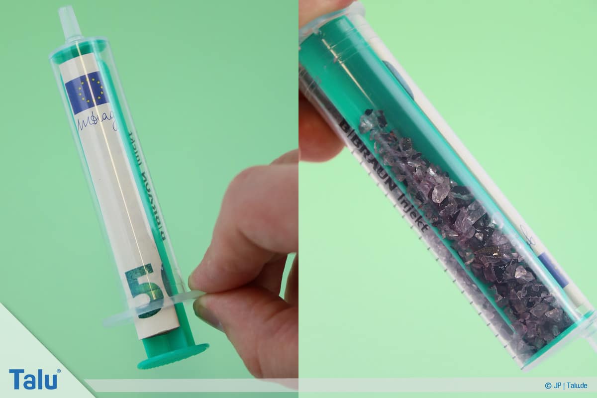 Geldgeschenke und Gutscheine originell verpacken, Finanzspritzen, Spritze dekorieren